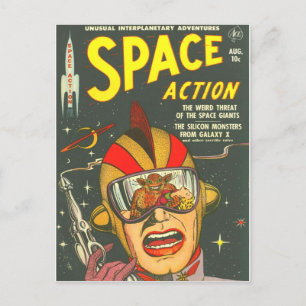Carte Postale SPACE ACTION Cool Dessin Vintage Couverture de liv