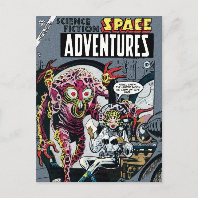 Carte Postale Space Adventures #12 Funny 50s Retro Sci-Fi Bande  (Devant)