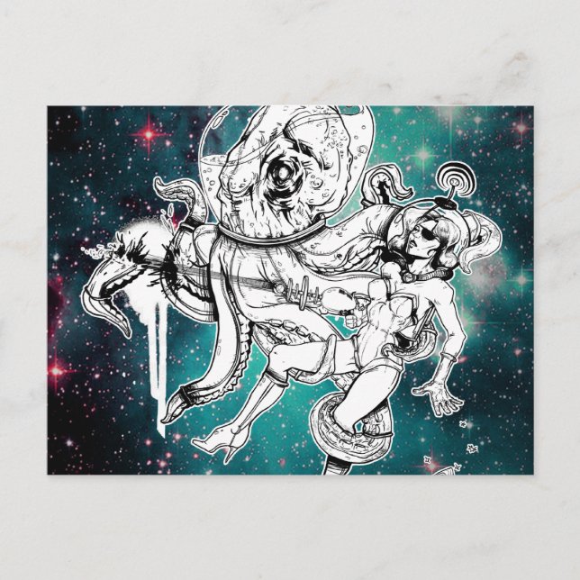 Carte postale Space Chick et Octopus (Devant)