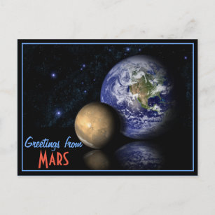 Carte Postale Space Red Blue Black Mars Photo