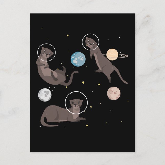 Carte Postale Space Sea Otters Funny Galaxy Otter (Devant)