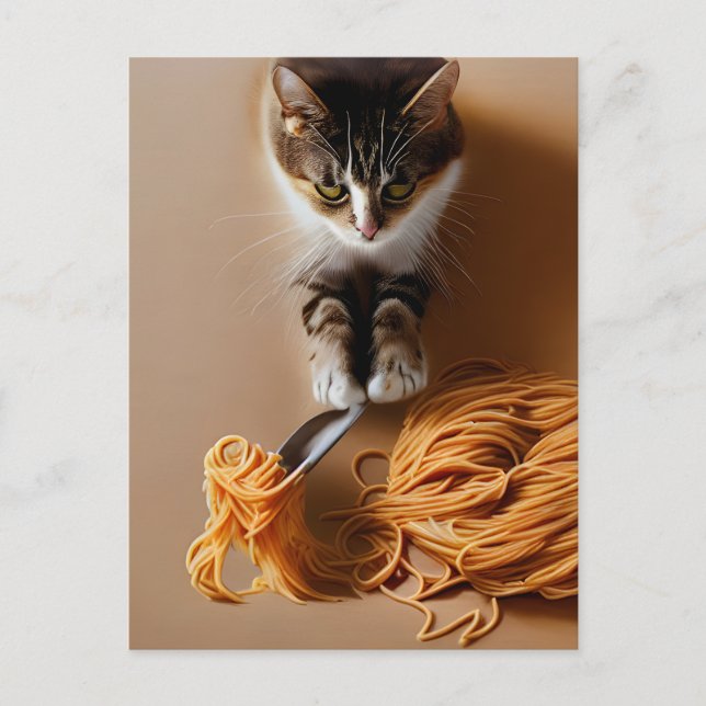 Carte Postale Spaghetti mangeur de chats (Devant)