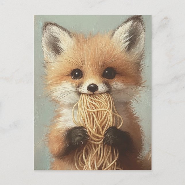 Carte Postale spaghetti mangeur de renard rouge bébé (Devant)