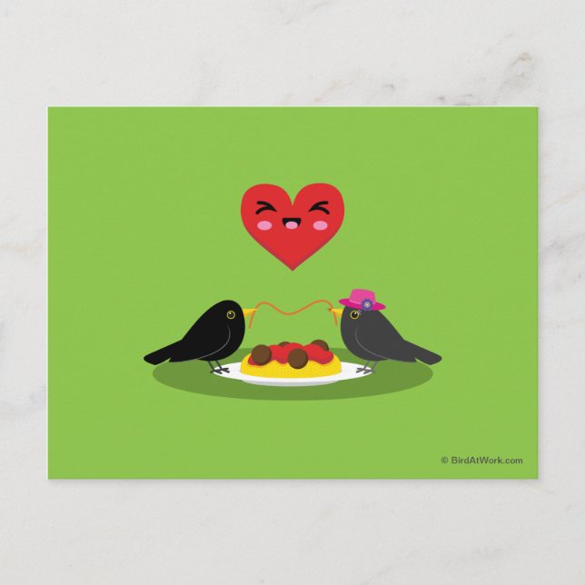 Carte Postale Spaghetti Meatballs Date romantique (Devant)