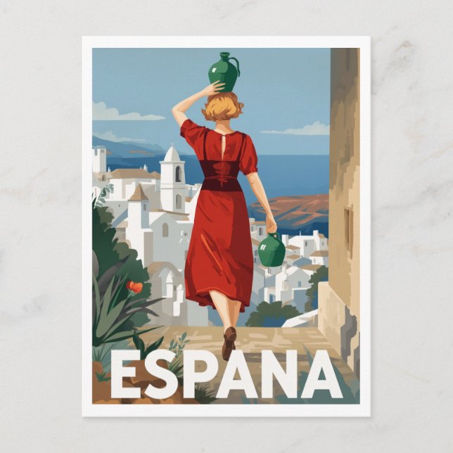Carte Postale Spain Travel Poster: Andalusian Village Woman (Devant)