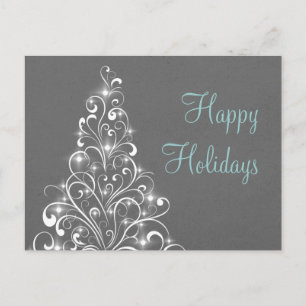 Carte Postale Sparkly Holiday Tree, gris foncé