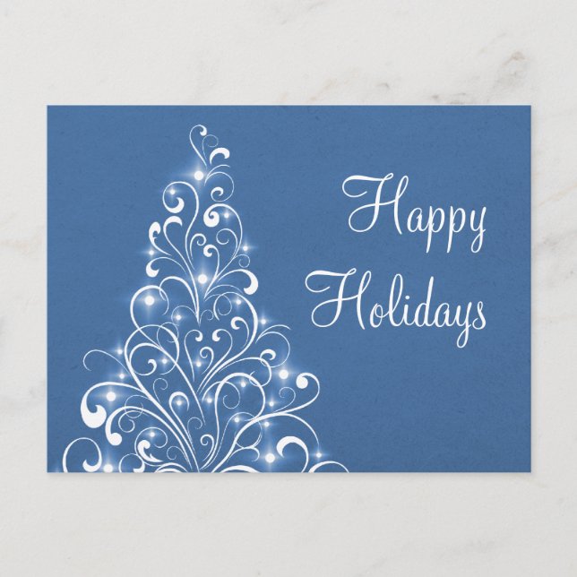 Carte postale Sparkly Holiday Tree, Royal Blue (Devant)