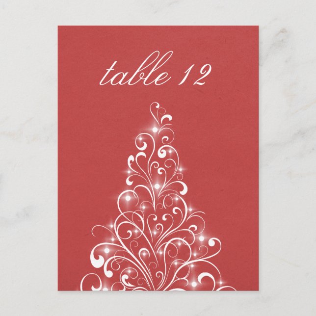 Carte postale Sparkly Holiday Tree Table, Rouge (Devant)