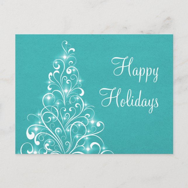 Carte postale Sparkly Holiday Tree, Turquoise (Devant)