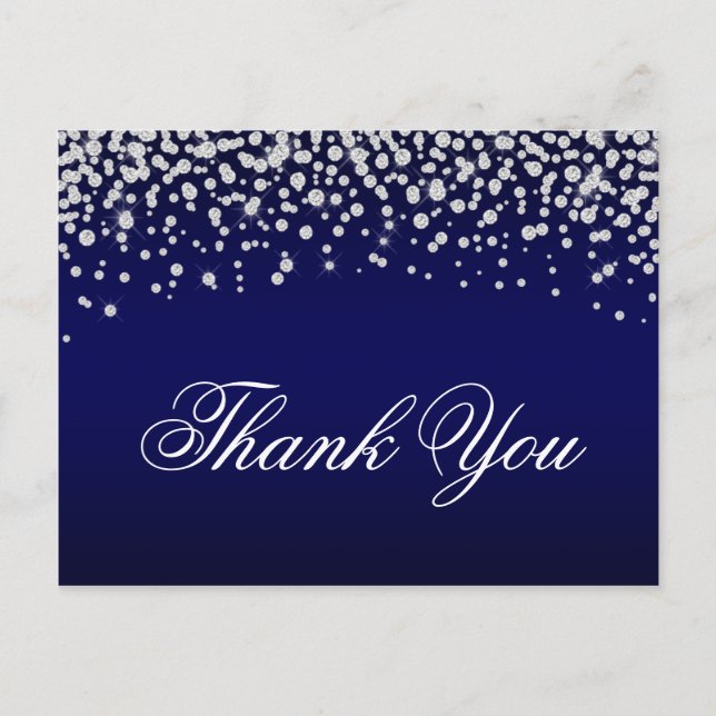 Carte Postale Sparkond Diamond Confetti Marine Blue Ombre Merci (Devant)