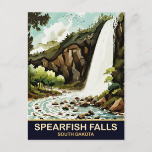 Carte Postale Spearfish Falls, Dakota du Sud, Vintage voyage