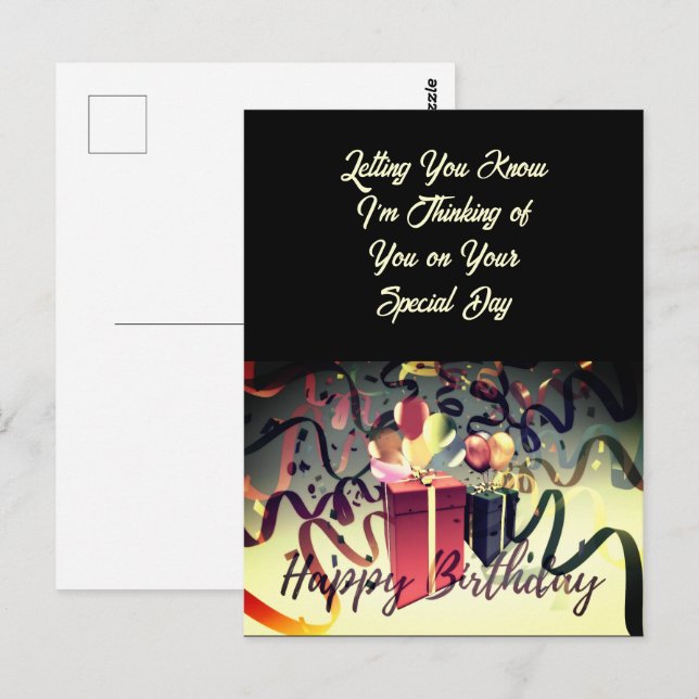 Carte postale spéciale Joyeux Anniversaire (Devant / Derrière)