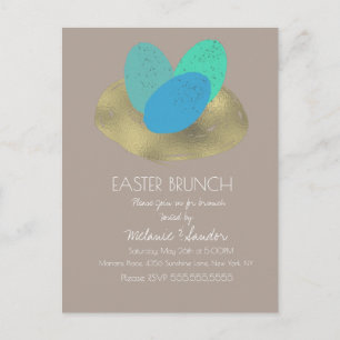 Carte Postale Specké Oeuf de Pâques Gold Dîner de nid Brunch Fam