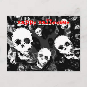 Carte postale Spectres crâniens b&W rouge 'Happy H