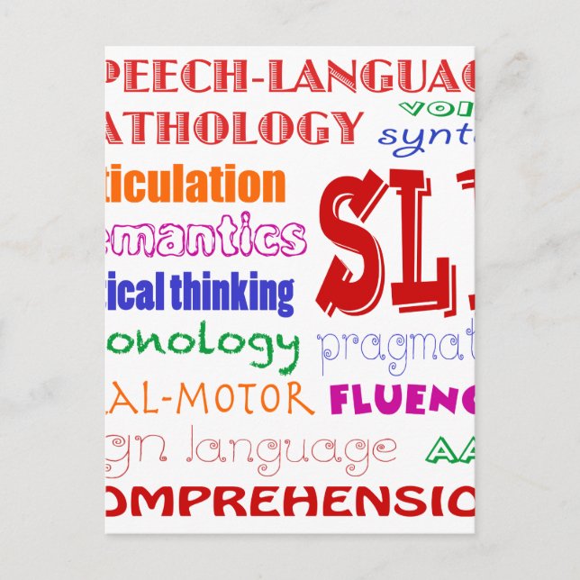 Carte Postale Speech Language Pathologist Colorful Fun Font (Devant)