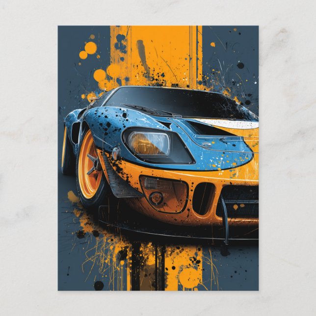 Carte Postale "Speed & Splatter – The Ford GT40 Gulf Legacy" (Devant)