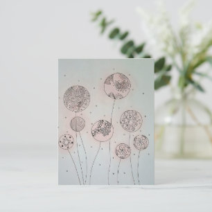 Carte Postale Sphères de jardin apaisant en techniques mixtes