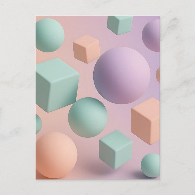 Carte Postale Sphères Géométriques Pastel Cubes (Devant)