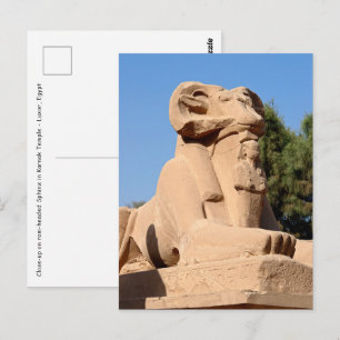 Carte Postale Sphinx à tête de bélier dans le temple de Karnak -