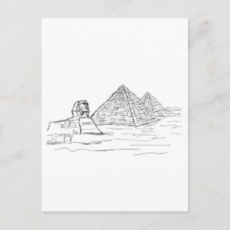 Carte Postale sphinx et pyramides d'Égypte
