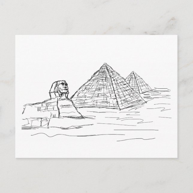 Carte Postale sphinx et pyramides d'Égypte (Devant)