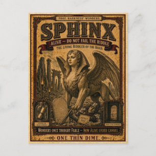 Carte Postale Sphinx, Monstre de Cirque Vintage