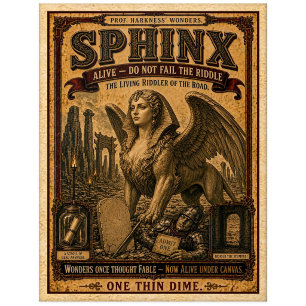 Carte Postale Sphinx, Monstre de Cirque Vintage