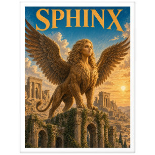 Carte Postale Sphinx, Monstre de Fantasy Gothique
