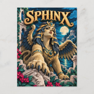 Carte Postale Sphinx, Monstre en Papier Découpé