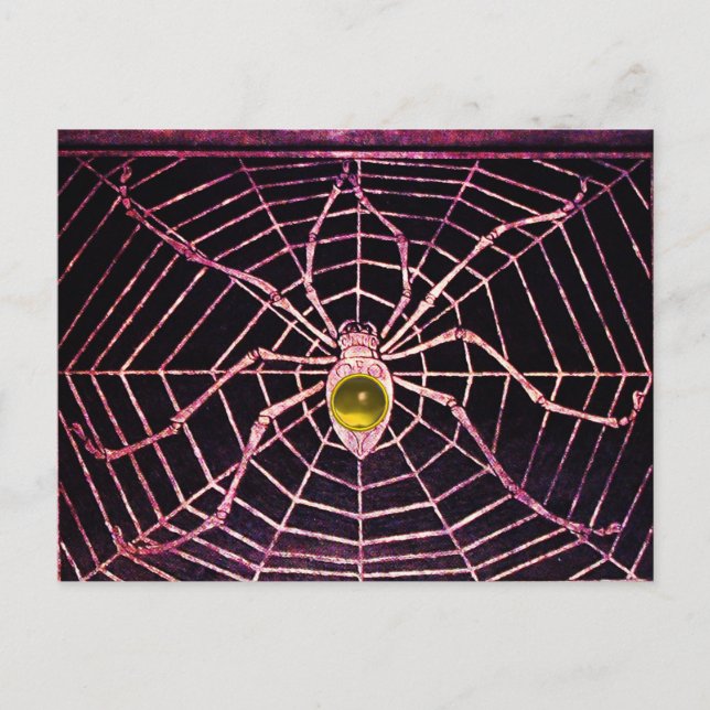 Carte Postale SPIDER ET WEB Jaune Topaz Noir (Devant)