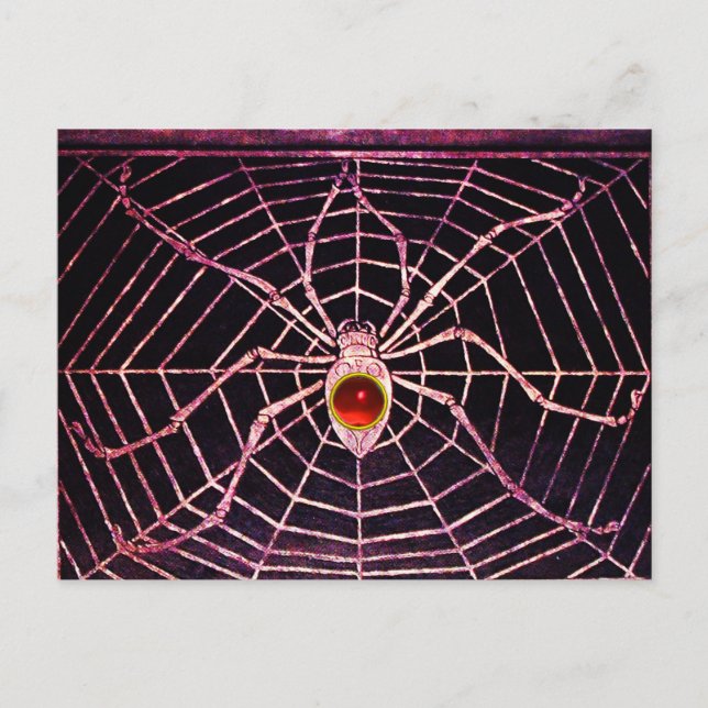 Carte Postale SPIDER ET WEB Rouge Ruby Noir (Devant)