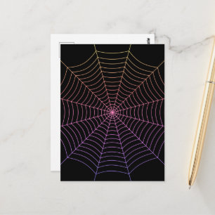 Carte Postale Spider web noir violet orange motif Halloween