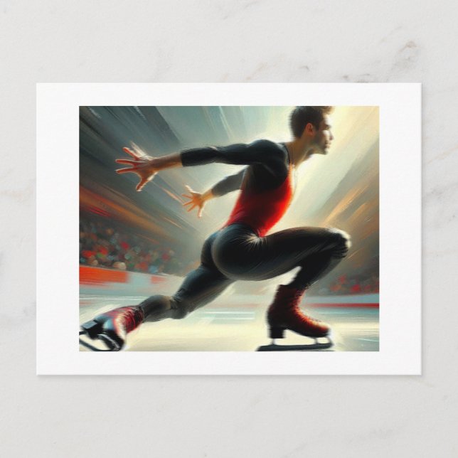 Carte Postale Spin de squat de patineurs de glace masculins, Arl (Devant)