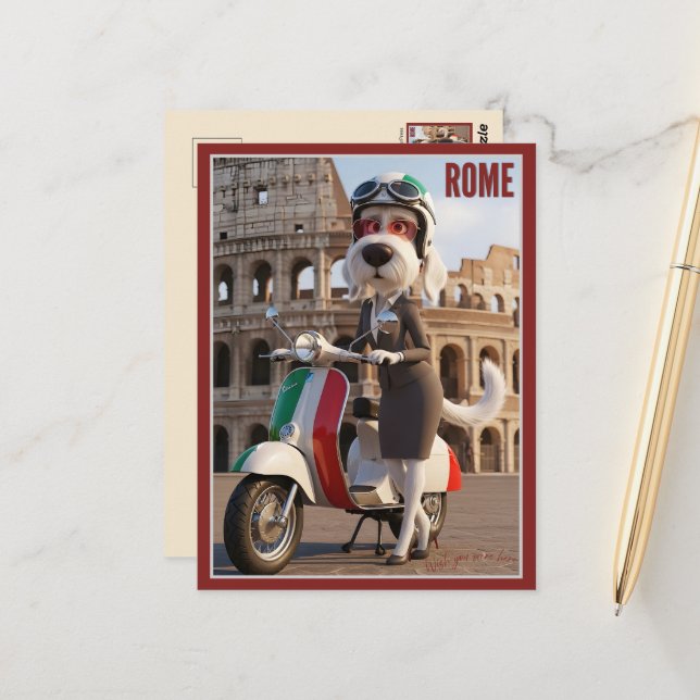 Carte Postale Spinone Italien Rome (Devant/Arrière en situation)