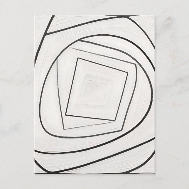 Carte Postale Spirale Carrée Abstraite Noir Blanc (Devant)