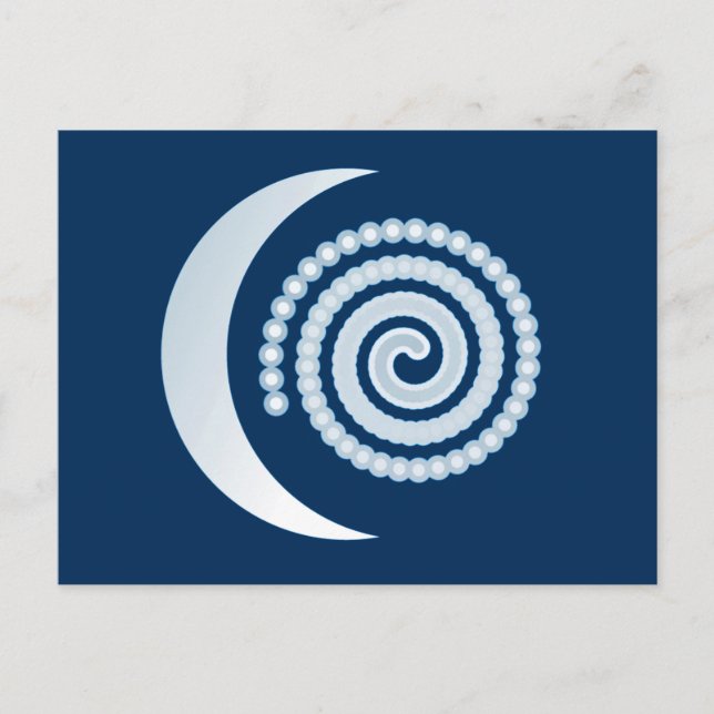 Carte Postale Spirale de lune d'argent sur bleu foncé (Devant)