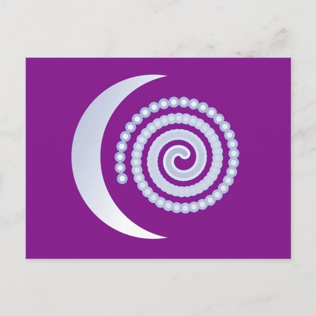 Carte Postale Spirale de lune d'argent sur violet (Devant)