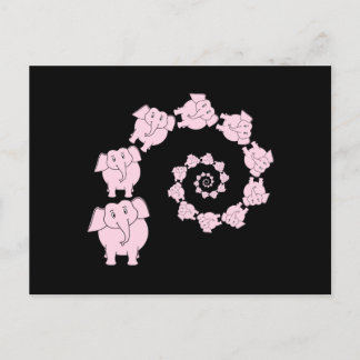 Carte Postale spirale d'éléphant rose.