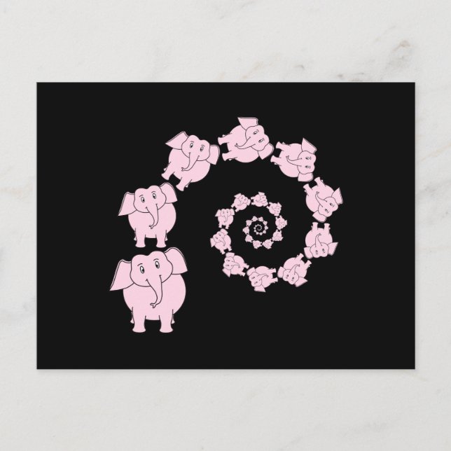 Carte Postale spirale d'éléphant rose. (Devant)