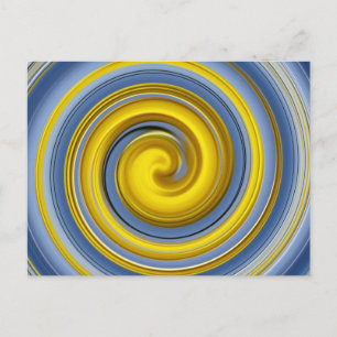 Carte Postale spirale jaune et bleue