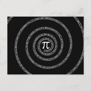 Carte Postale Spirale pour la typographie de Pi sur Noir