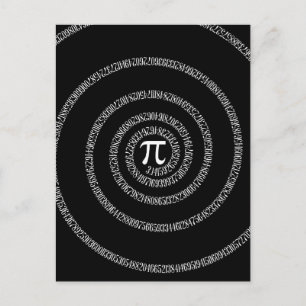 Carte Postale Spirale pour la typographie de Pi sur Noir
