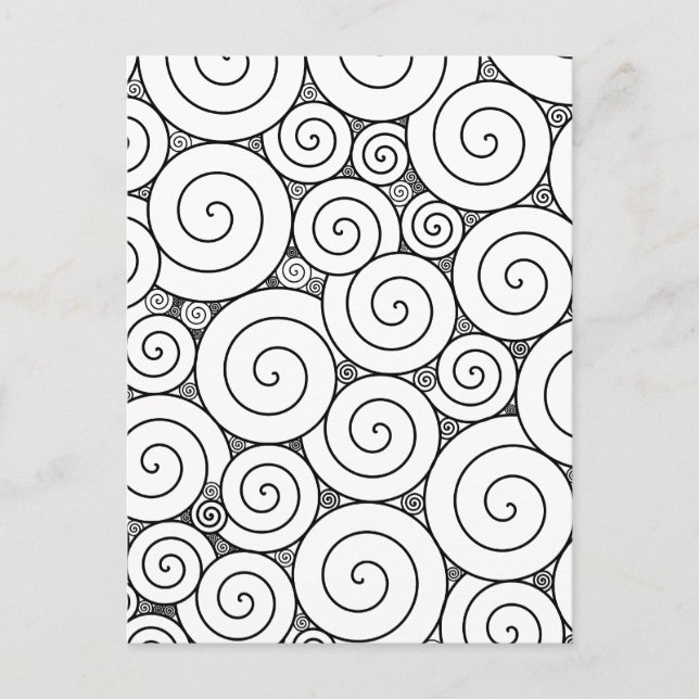 Carte Postale Spirales blanches et noires géométriques douces (Devant)