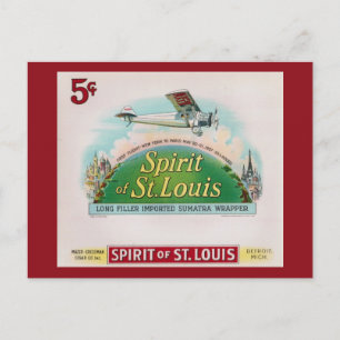 Carte Postale Spirit of St Louis Vintage Cigar Étiquette Retro
