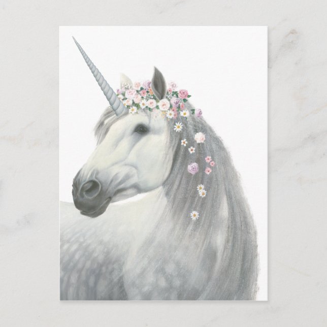 Carte Postale Spirit Unicorn avec fleurs à Mane (Devant)