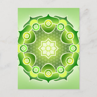 Carte Postale Spirituel Abstrait Vert Mandala Coeur Chakra