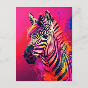 Carte postale Splashy Rainbow Zebra