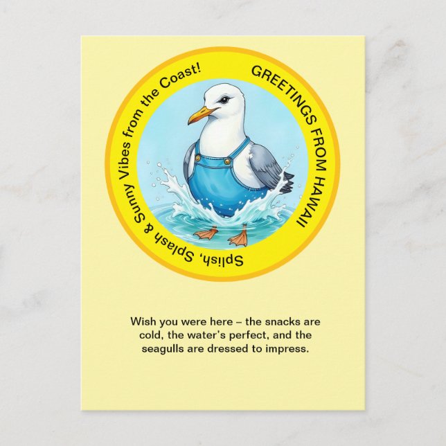 Carte Postale Splish Splash fun Seagull été Hawaii salut (Devant)
