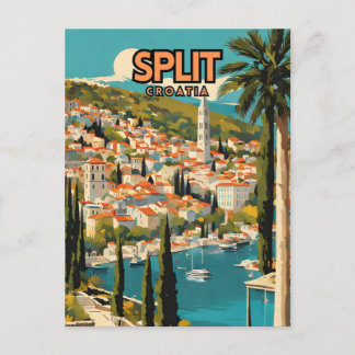 Carte Postale Split Croatia Nostalgalic Retro Travel Poster