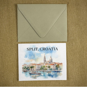 Carte Postale Split Croatie Dalmatie Aquarelle